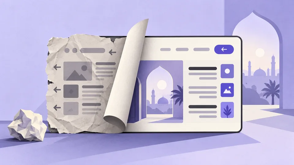 Conceptual illustration: 10 RTL UX Mistakes That Make Arabic Products Feel Translated