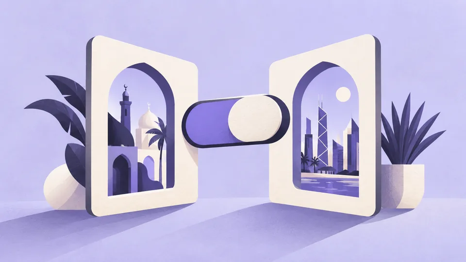 Conceptual illustration: How MENA Apps Handle Arabic and English Language Switching - Research Protocol