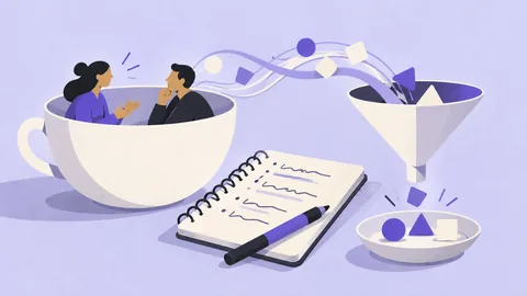 Conceptual illustration: How to Analyze User Interviews: From Notes to Insights
