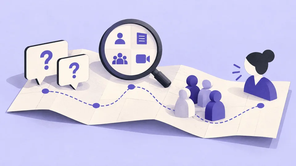 Conceptual illustration: How to Create a UX Research Plan: Template + Example