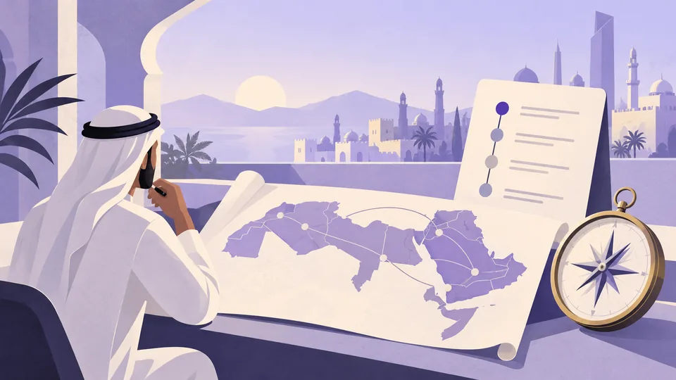 Conceptual illustration: State of Arabic UX: The MENA Product Design Benchmark - Research Protocol