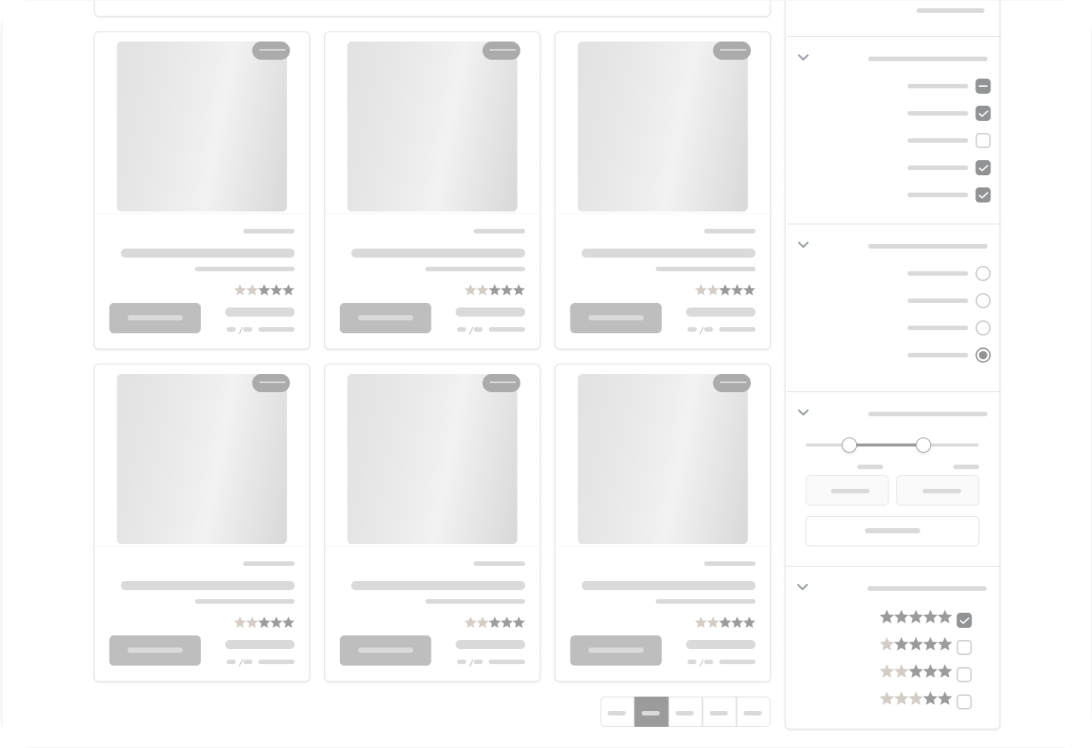 Wireframe — Home / product listing